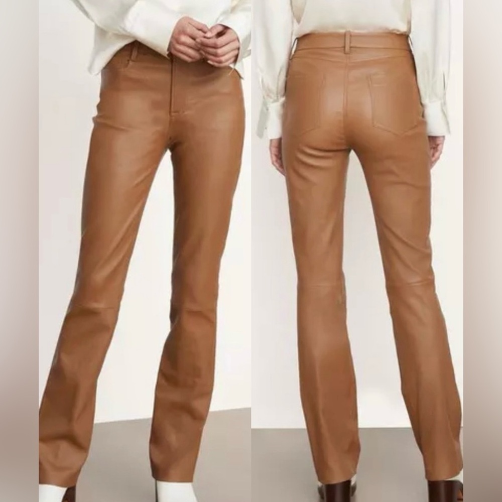 NEW Vince brown Stretch Bootcut Lamb Leather Pants Sz 6
